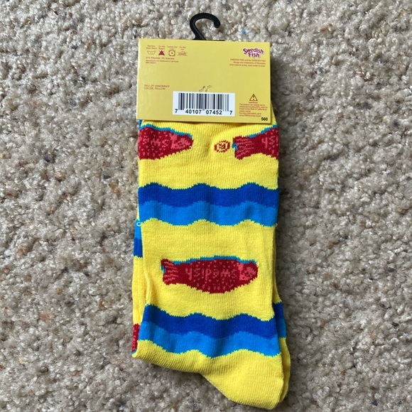 3/$12 Swedish Fish Funny Novelty Crew Socks - Brand New - Picture 2 of 2